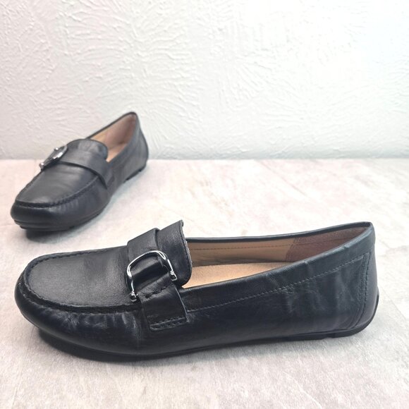 Naturalizer Flat Loafers Leather Black Preppy Minimalist Work Dress Shoes Size 9 - Picture 1 of 11